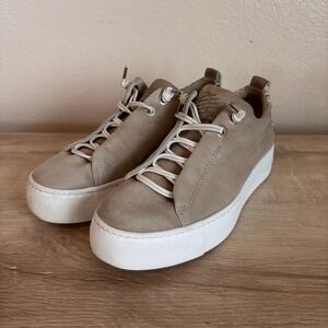 Paul Green Faye Platform Suede Snake Skin Sneakers Tan Size US 7.5, UK 5